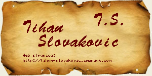 Tihan Slovaković vizit kartica